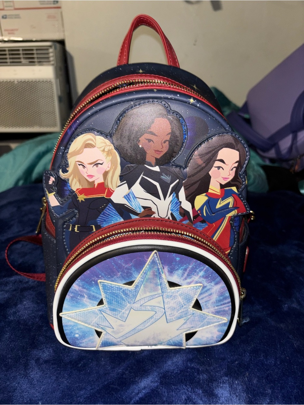Captain Marvel Animated Heroes Navy and Red Mini Backpack